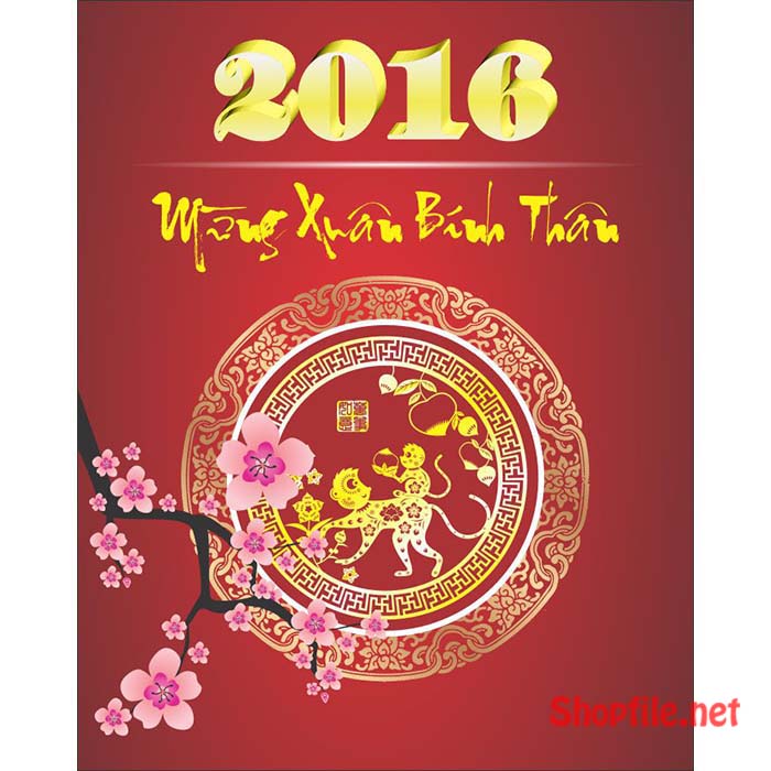 vector mẫu thiệp chúc tết 2016