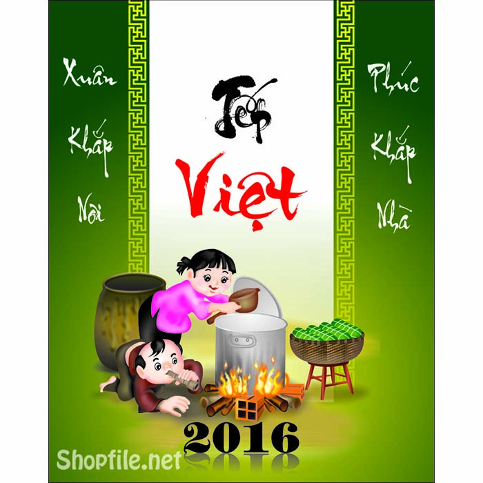 vector mẫu thiệp chúc tết 2016