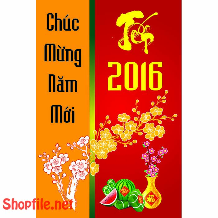 vector mẫu thiệp chúc tết 2016