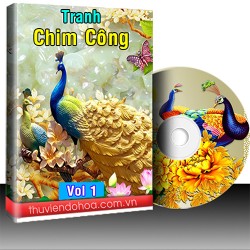 Tranh chim Công, mẫu đơn vol 1 (686 mẫu)